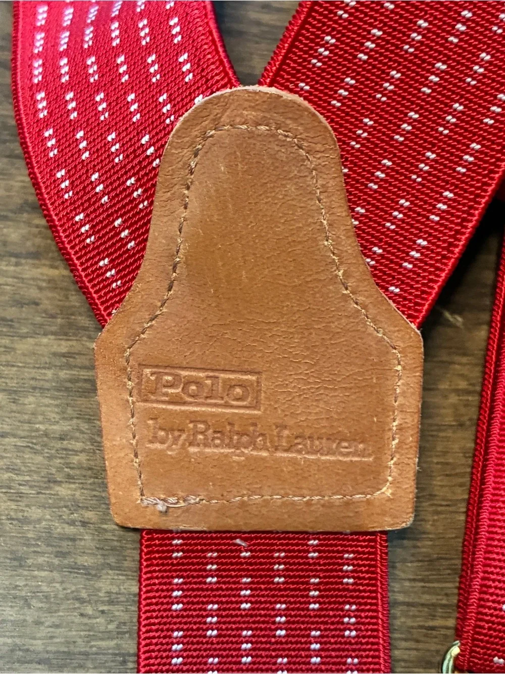 POLO RALPH LAUREN MEN’s Elastic SUSPENDERS Red And White